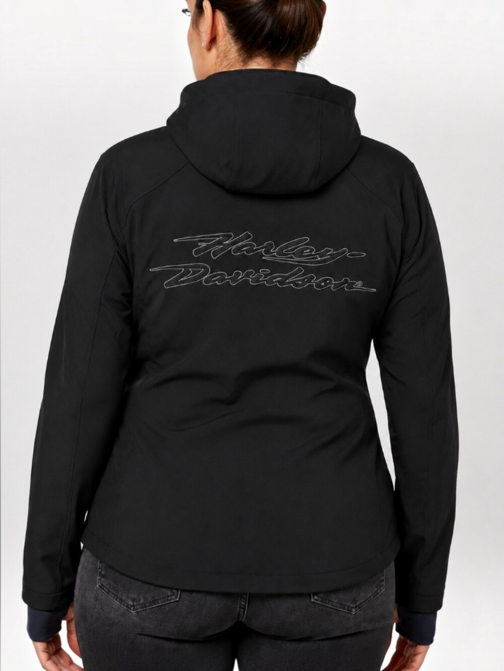 Harley Davidson Womens Relay Softshell Fleece Lined Hooded Moto Riding Jacket L